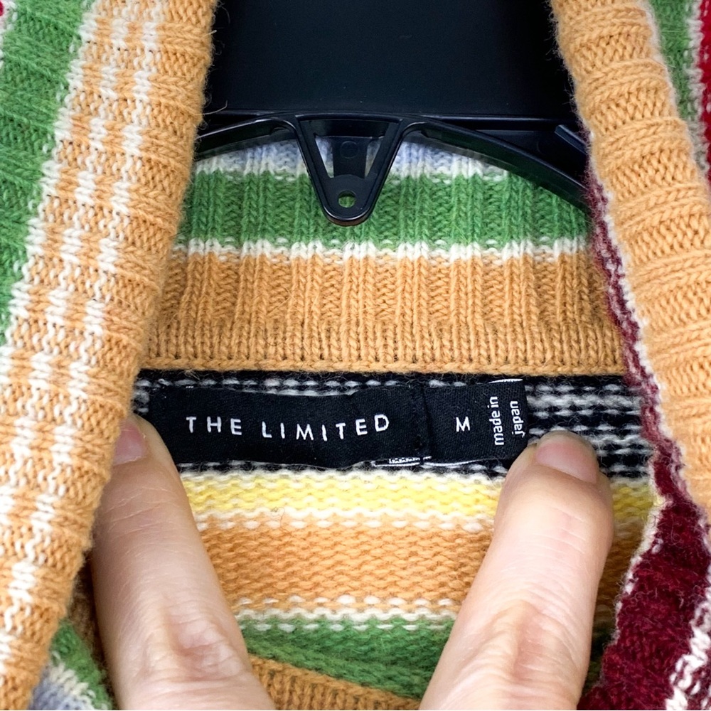 Y2K striped turtleneck sweater from The Limited multicolor with side buttons, M - Picture 3 of 8